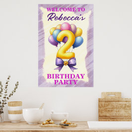 Póster Tema de globos para segundo cumpleaños