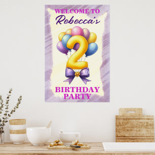 Póster Tema de globos para segundo cumpleaños