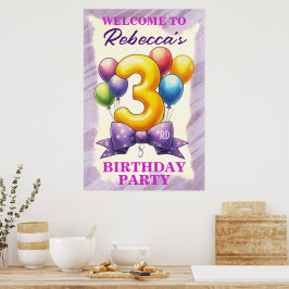 Póster Tema de globos para tercer cumpleaños