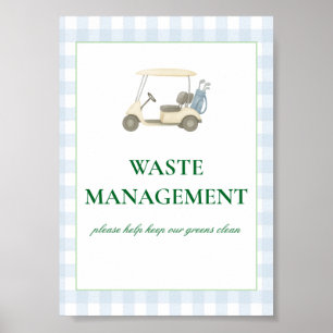 Póster Tema de golf Trash Can Rótulo