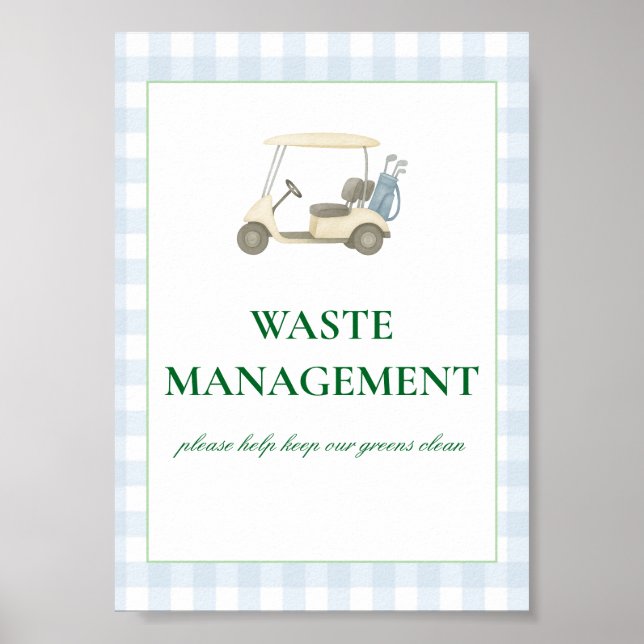Póster Tema de golf Trash Can Rótulo (Frente)