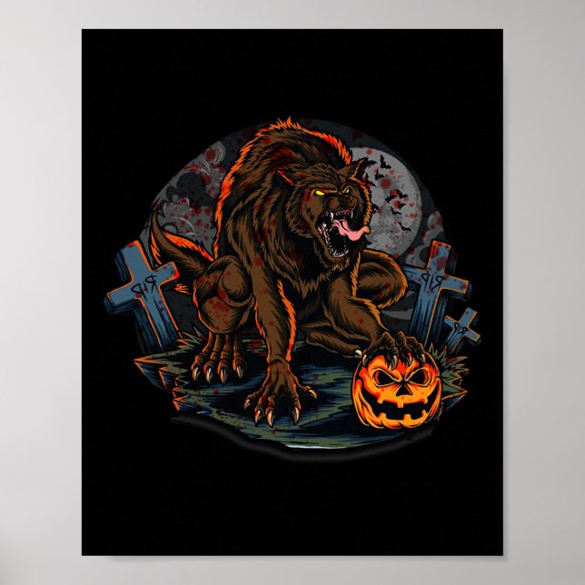 Póster Tema de Guay Scary Werewolf Halloween (Frente)