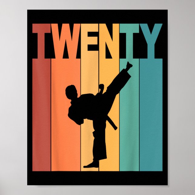 Póster Tema de Karate Taekwondo Cumpleaños 20 (Frente)