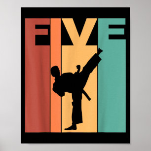 Póster Tema de Karate Taekwondo de 5º cumpleaños 5 años