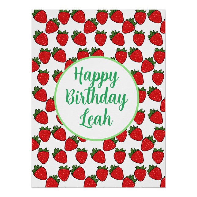 Póster Tema de la fiesta de cumpleaños de fresa (Anverso)