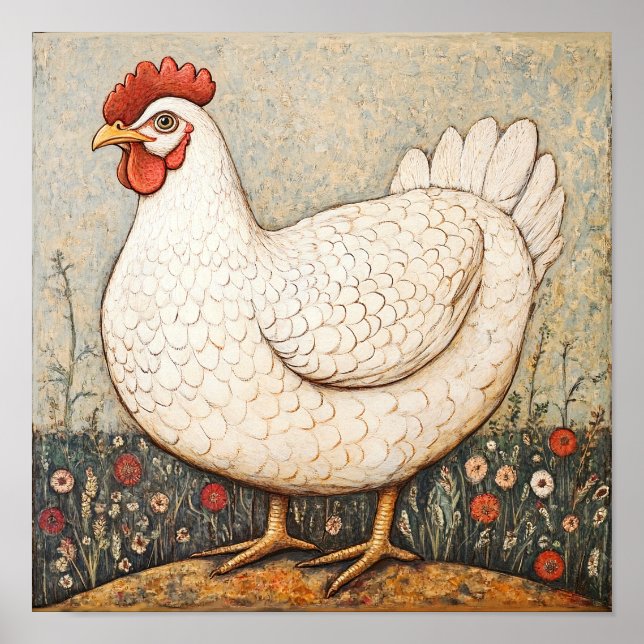 Póster Tema de la granja Cocina Pared Art Hen Art Imprimi (Frente)