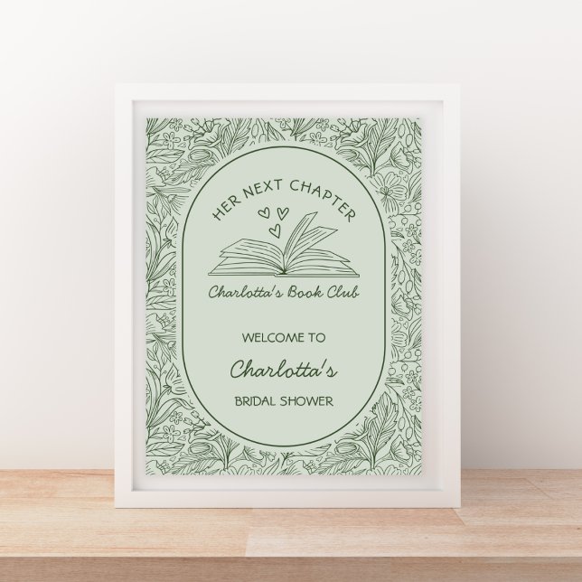 Póster Tema de libro de próximo capítulo Bienvenida a la  (Next Chapter Book Theme Bridal Shower Welcome Poster)