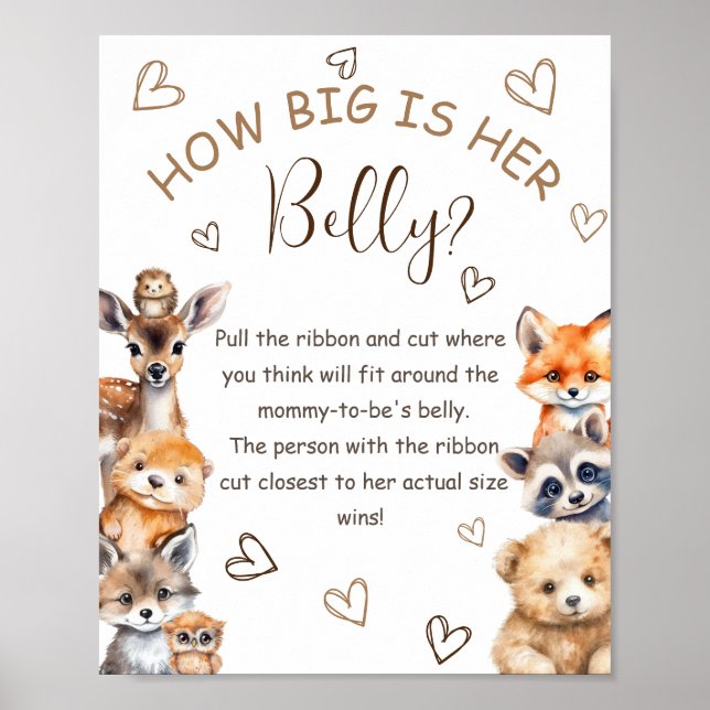 Póster Tema De Los Animales De Woodland Cuán Grande Es Su (Frente)