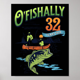 Póster Tema de pesca de 32 años oficialmente Cumpleaños 3