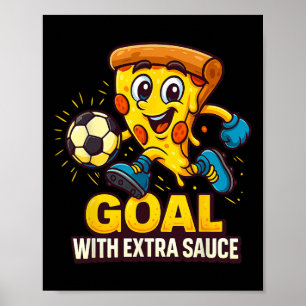 Póster Tema de pizza para niños divertido gol de fútbol