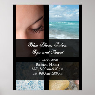 Póster Tema de Resort de Spa de Lujo Azul y Negro