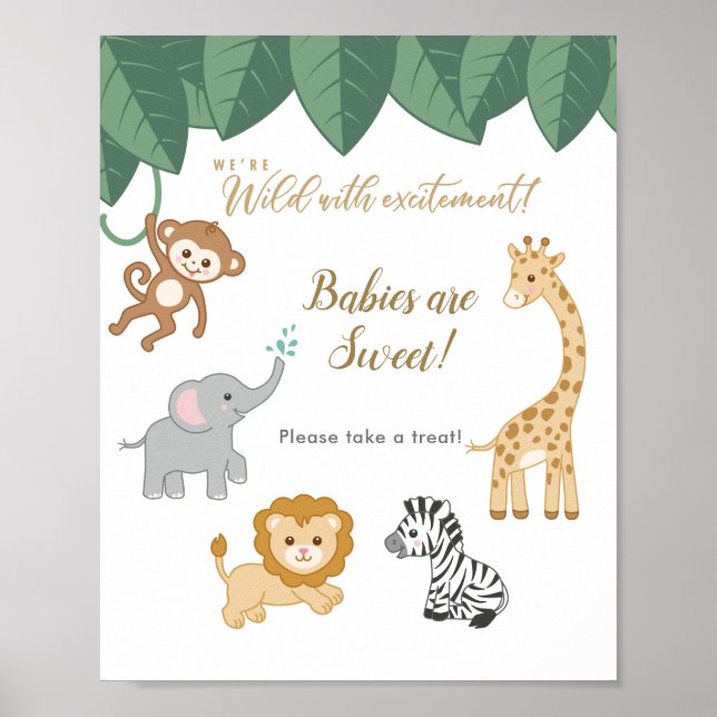 Póster Tema de Safari: Baby Shower toma un trato (Frente)