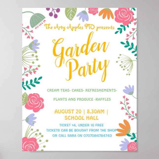Póster Tema de verano del fiesta del jardín (Frente)