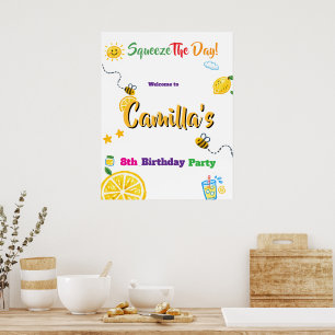 Póster Tema de verano limón Cumpleaños infantil 