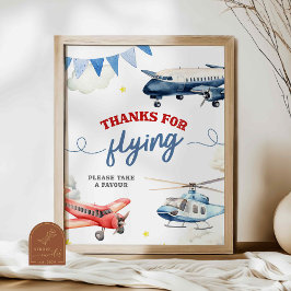 Póster Tema del avión Cumpleaños Gracias Rótulo Personali