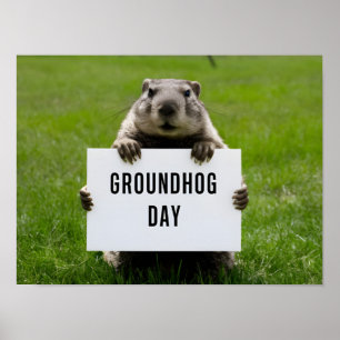 Póster Tema del Día de la Marmota: Cute Groundhog