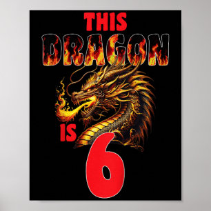 Póster Tema Del Dragón De Fantasía Para Niños De 6 Años