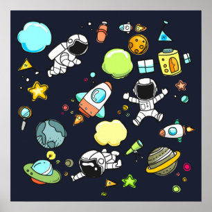 Póster Tema del espacio ultraterrestre en Guay - Astronau