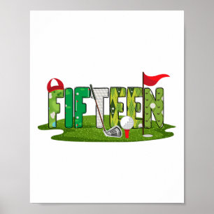 Póster Tema del golf de 15 años Deporte para niños de 15