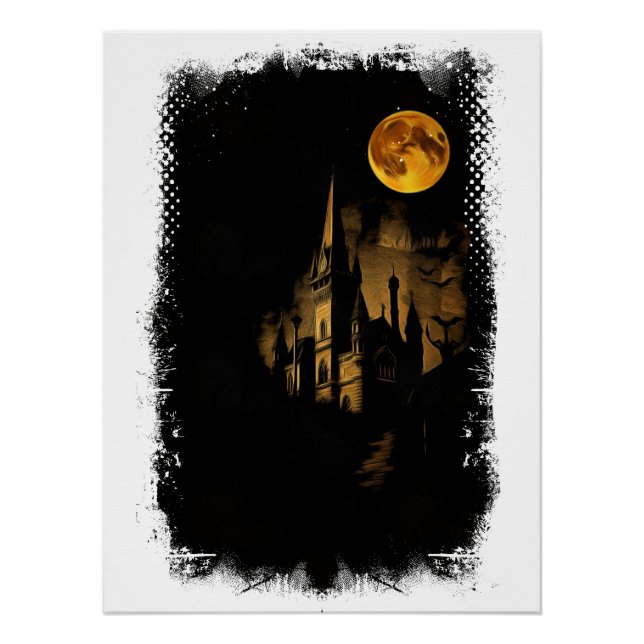 Póster Tema del horror del Castillo Oscuro de la Noche Et (Anverso)
