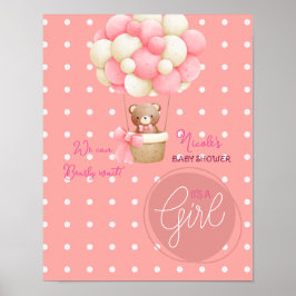 Póster Tema Del Oso Peach Peach Hot Air Balloon Baby Show