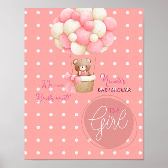 Póster Tema Del Oso Peach Peach Hot Air Balloon Baby Show (Frente)