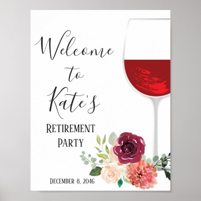 Póster Tema del vino, fiesta adulto, signo de bienvenida (Frente)