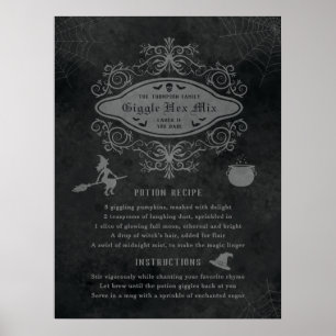 Póster Tema Divertido de Bruja Receta de Poción Halloween