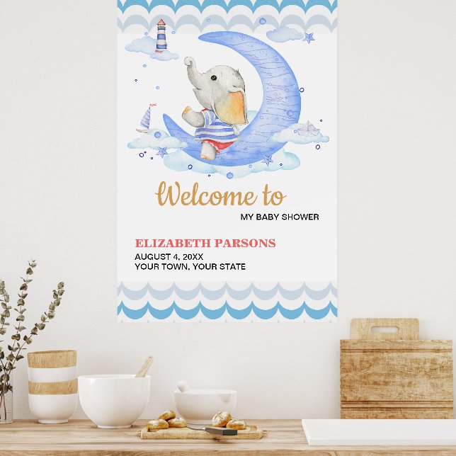 Póster Tema náutico de Baby Shower (Cocina)