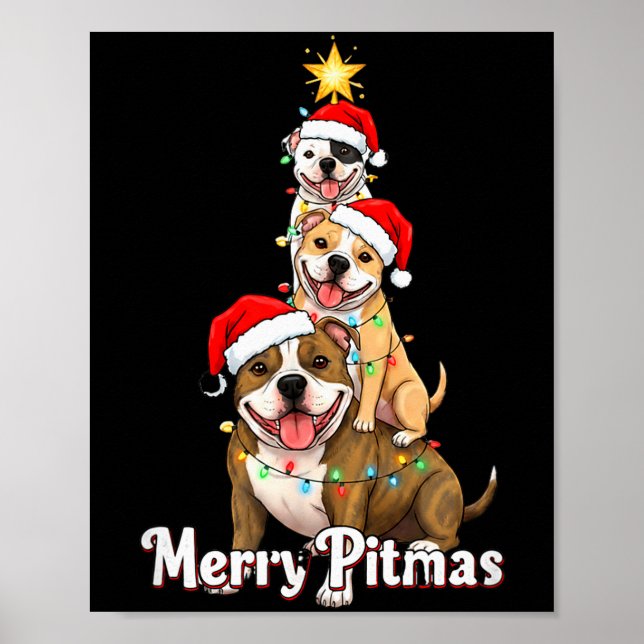 Póster Tema Navideño de Pitbull para una Alegre Pitnavida (Frente)