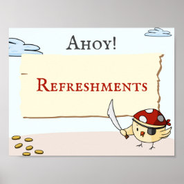 Póster Tema pirata con los pájaros Refrescamientos de cum