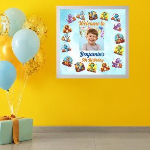 Póster Temática de bebés dinosaurios niños Fiesta de cump