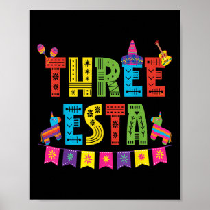 Póster Temática mexicana Tercer Cumpleaños Niños de 3 Año