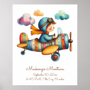Póster Temblorosa guardería de avión volador infantil