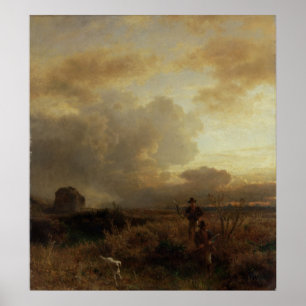 Póster Tempestad de truenos en el campo, 1857 del claro