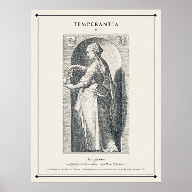Póster Templanza Virtud Cardenal Grabado (Frente)