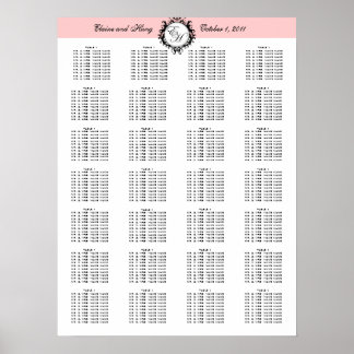 Póster Template Wedding Seating Chart Paris Chic
