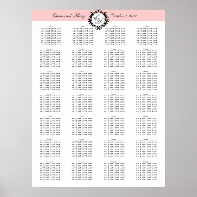 Póster Template Wedding Seating Chart Paris Chic (Frente)