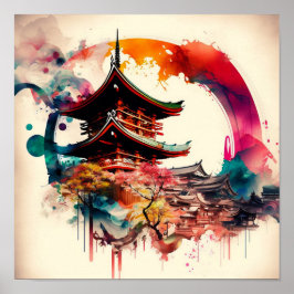 Póster Temple Coloré Japon