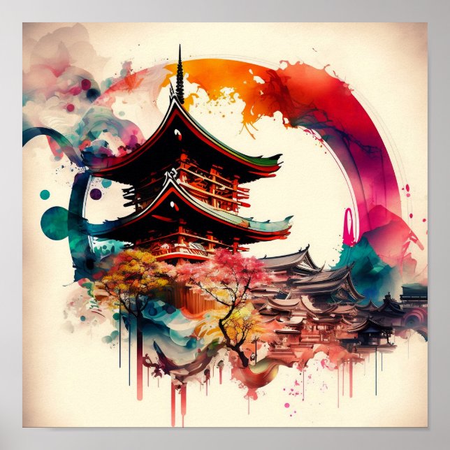Póster Temple Coloré Japon (Frente)