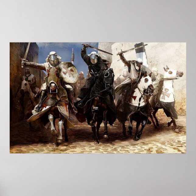 Póster Templer reiten Attacke (Frente)