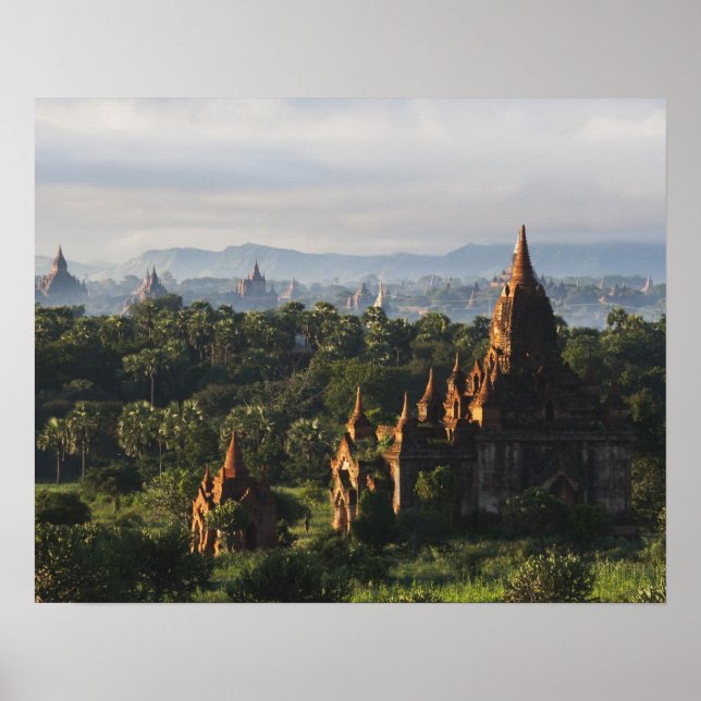 Póster Temples at sunrise, Bagan, Myanmar (Frente)