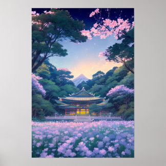 Póster Templo al borde del bosque