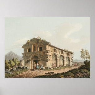 Póster Templo antiguo en la isla de Salina desde sus mira