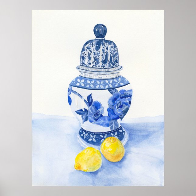 Póster Templo azul y blanco Jar con Poster Lemons (Frente)