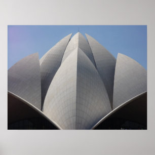Póster templo bahai lotus