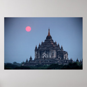 Póster Templo budista al atardecer