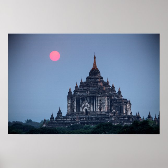 Póster Templo budista al atardecer (Frente)