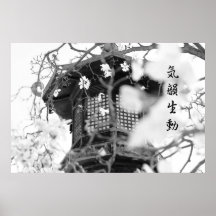 Templo budista Ornate Lamp Post Grace Dignity B&W