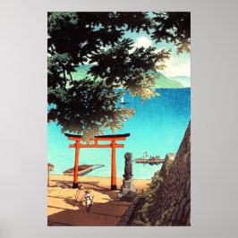 Póster Templo Chuzenji en la playa de Utagahama Kawase Ha